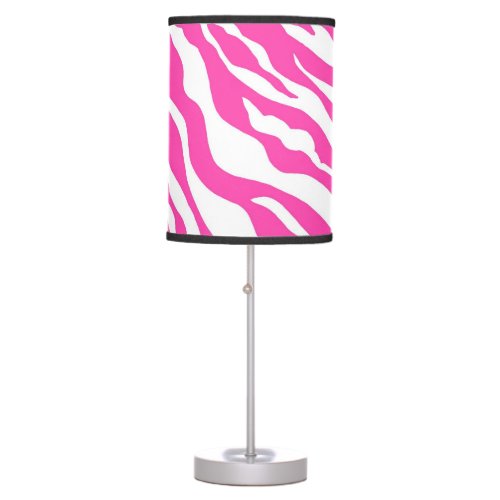 Hot Pink White Zebra Skin Stripe Custom Table Lamp
