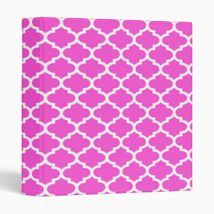 Hot Pink Wht Moroccan Quatrefoil Trellis Pattern 2 Binder