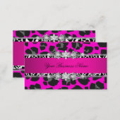Hot Pink Wild Animal Black Jewel Look Image Business Card (Front/Back)
