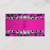 Hot Pink Wild Animal Black Jewel Look Image Business Card (Back)