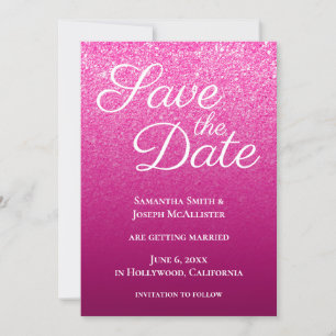 Hot Pink Wine Modern Gradient Save The Date