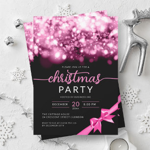 Hot Pink Winter Sparkling Company Xmas Party Invitation