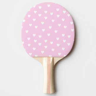 Hot Pink with Cute White Hearts Pattern Ping Pong Paddle