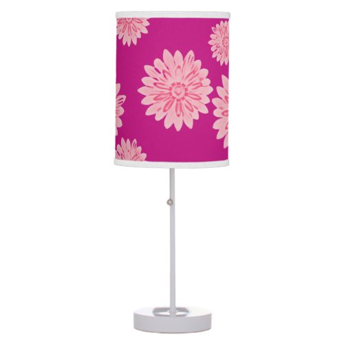 Hot pink with light pink daisies lamp