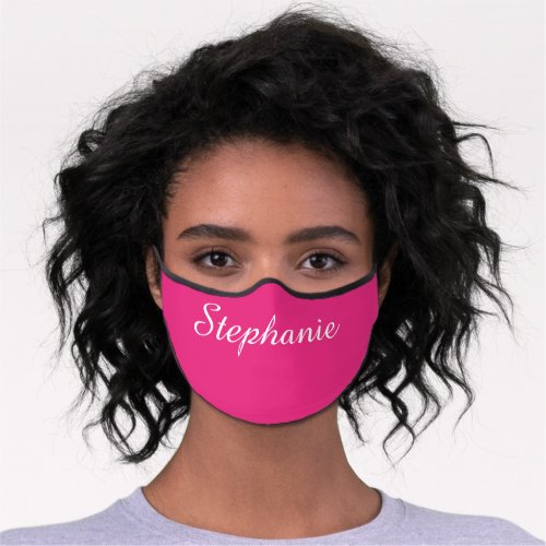 Hot Pink with Name Minimalist Premium Face Mask