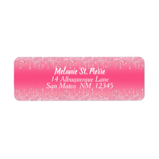 Hot Pink With Silver Glitter Drips  Label