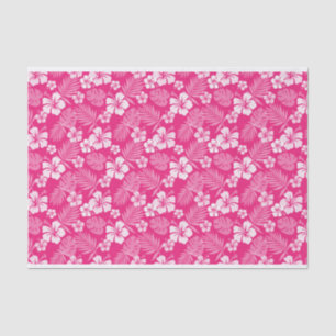 HOT PINK WITH TROPICAL WHITE HIBISCUS FLOWERS TISSUE PAPER