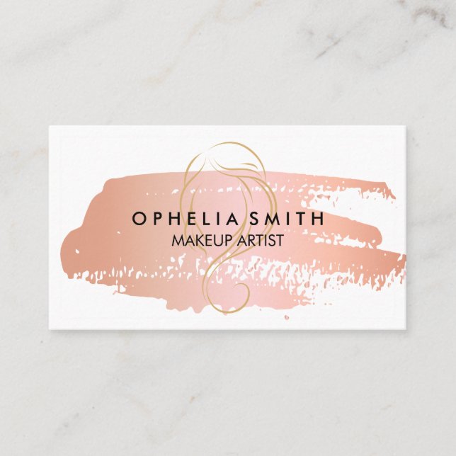 Hot Pink with White Border Makeup Artist brushed Business Card (Front)