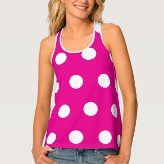 Hot Pink with White Dot Accent Stylish Tank Top