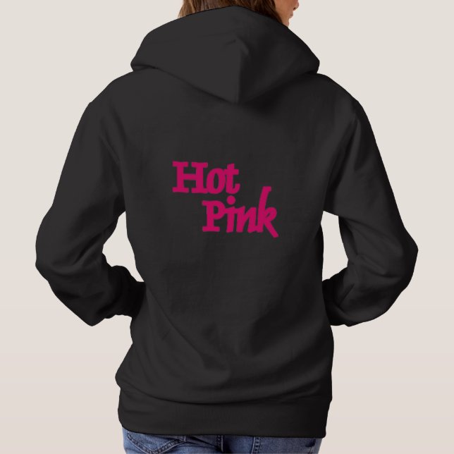 Hot Pink women black hooded sweatshirt back (Back)
