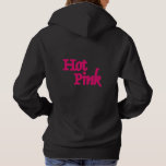 Hot Pink Women Black Hooded Sweatshirt Back at Zazzle
