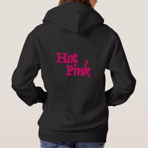 Hot Pink women black hooded sweatshirt back