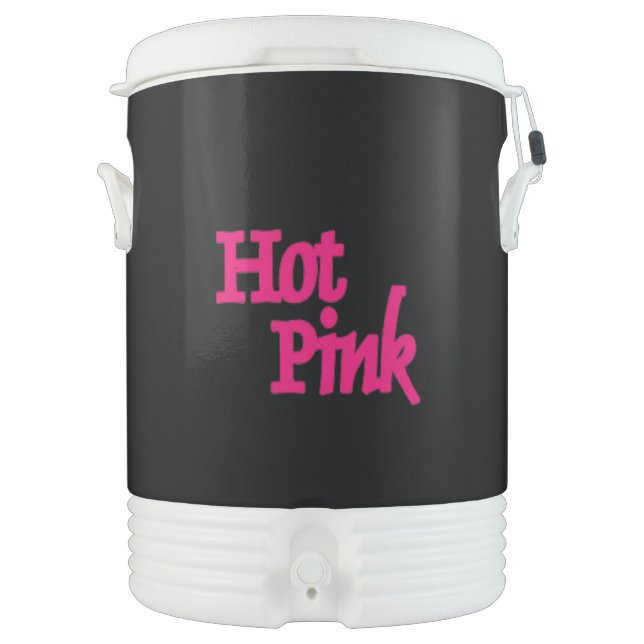 Hot Pink word black beverage cooler 10 gallon (Front)