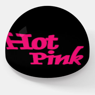 Hot Pink word black glass dome paperweight