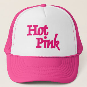 Hot Pink word pink and white trucker hat