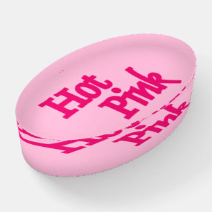 Hot Pink word pink glass oval paperweight