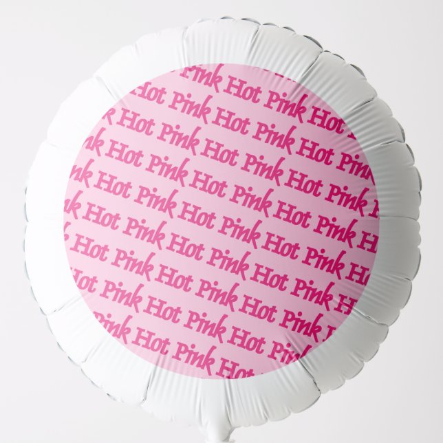 Hot Pink word tilted pink helium balloon (Front)
