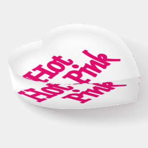 Hot Pink word white glass heart paperweight