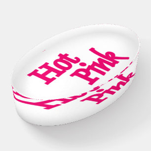 Hot Pink word white glass oval paperweight