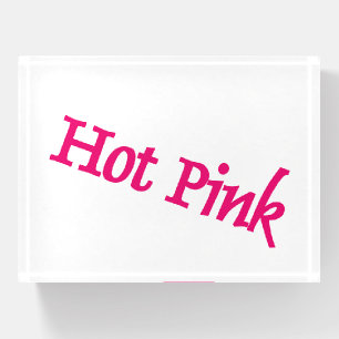 Hot Pink word white glass rectangle paperweight