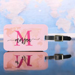 Hot Pink World Traveler Map Monogram Name Luggage Tag<br><div class="desc">Travel in style with our Hot Pink World Traveler Map Monogram Name Luggage Tag! Featuring a vibrant hot pink design and a world map background, this tag is personalized with your name and monogram in a chic font. Perfect for identifying your luggage quickly and easily, it combines fashion with function....</div>
