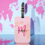 Hot Pink World Traveler Map Monogram Name Luggage Tag<br><div class="desc">Travel in style with our Hot Pink World Traveler Map Monogram Name Luggage Tag! Featuring a vibrant hot pink design and a world map background, this tag is personalized with your name and monogram in a chic font. Perfect for identifying your luggage quickly and easily, it combines fashion with function....</div>