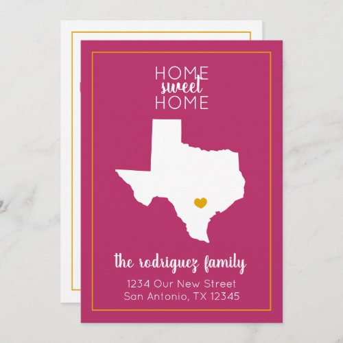 Hot Pink  Yellow Home Sweet Home _ Texas Moving Announcement