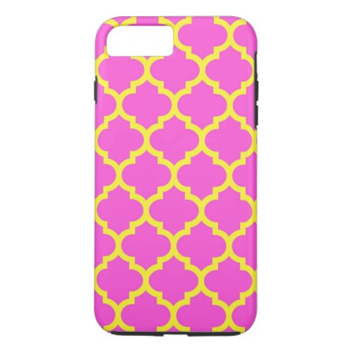 Hot Pink Yellow Moroccan Quatrefoil Pattern 5 iPhone 8 Plus7 Plus Case