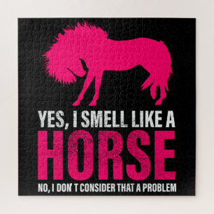 Hot Pink Yes I Smell Like A Horse Jigsaw Puzzle