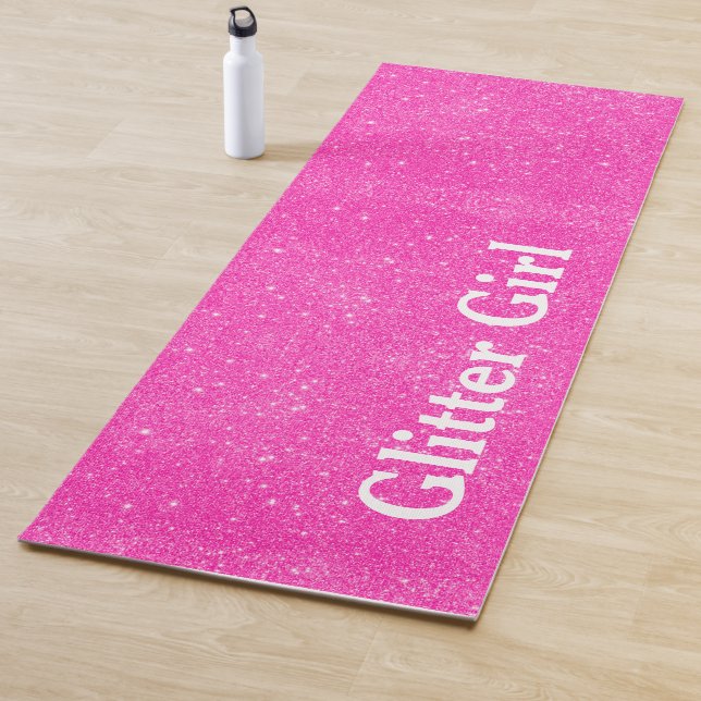 Hot Pink Yoga Glitter Girl Customize Sparkle Yoga Mat (In Situ)