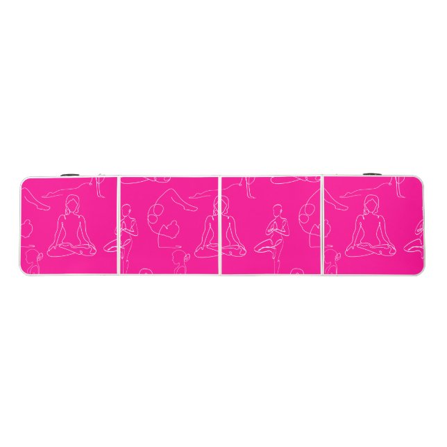 hot pink yoga positions line drawings beer pong table (Top)