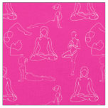 hot pink yoga positions line drawings fabric