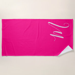 Hot Pink - you chic monogram Beach Towel