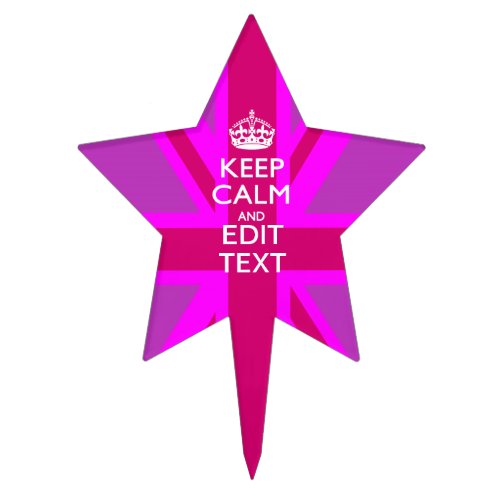 Hot Pink Your Keep Calm Edit Text Union Jack Cake Topper
