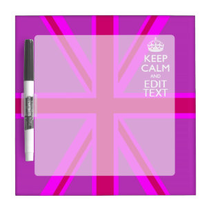 Hot Pink Your Keep Calm Edit Text Union Jack Dry-Erase Board