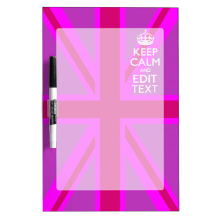 Hot Pink Your Keep Calm Edit Text Union Jack Dry Erase Board