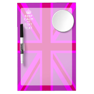 Hot Pink Your Keep Calm Edit Text Union Jack Dry Erase Board With Mirror