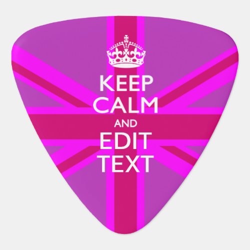 Hot Pink Your Keep Calm Edit Text Union Jack Guitar Pick