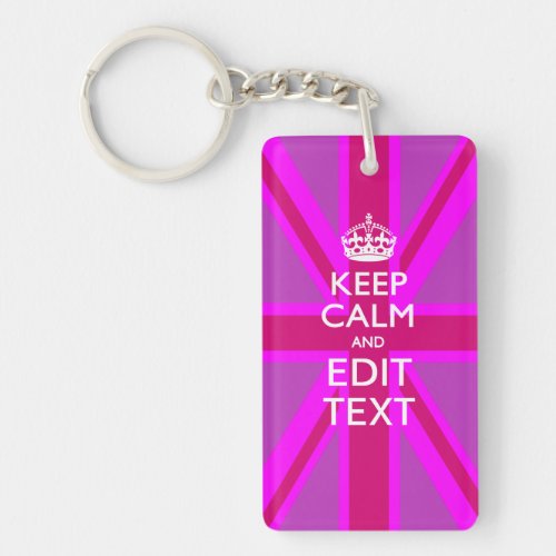 Hot Pink Your Keep Calm Edit Text Union Jack Keychain