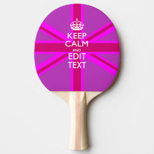 Hot Pink Your Keep Calm Edit Text Union Jack Ping-Pong Paddle