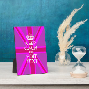 Hot Pink Your Keep Calm Edit Text Union Jack Plaque