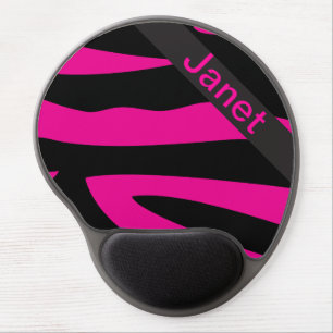 Hot Pink Zebra Animal Print   Personalize Gel Mouse Pad