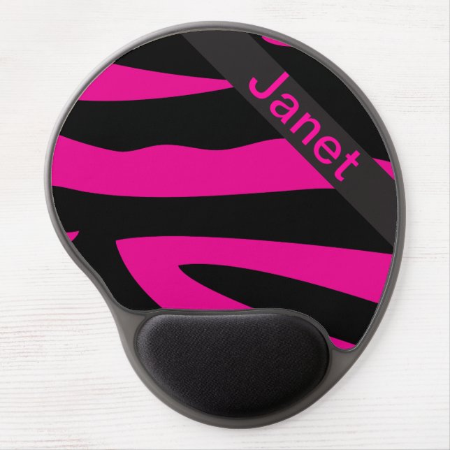 Hot Pink Zebra Animal Print | Personalize Gel Mouse Pad (Front)