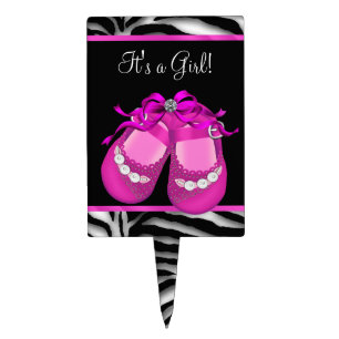 Hot Pink Zebra Baby Shower Cake Topper