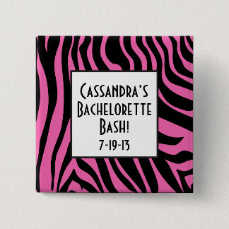 Hot  Pink Zebra Bachelorette Button