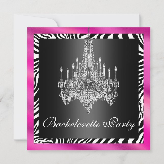 Hot Pink Zebra Bachelorette Party Invitation (Front)