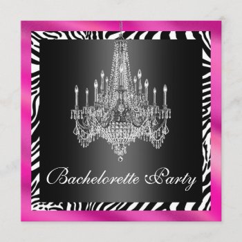 Hot Pink Zebra Bachelorette Party Invitation by Case_Depot at Zazzle