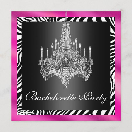 Hot Pink Zebra Bachelorette Party Invitation