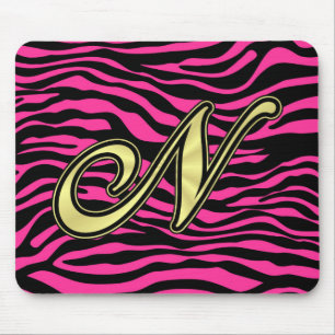 HOT PINK ZEBRA GOLD N MOUSE PAD