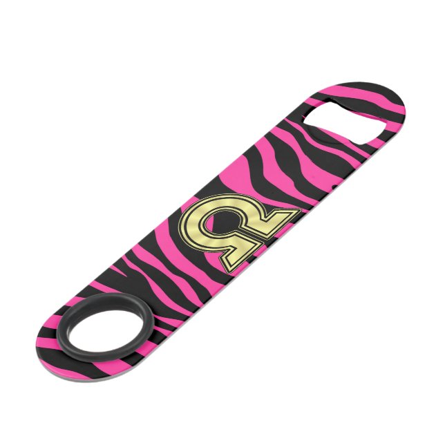 HOT PINK ZEBRA GOLD OMEGA BAR KEY (Front Angled)